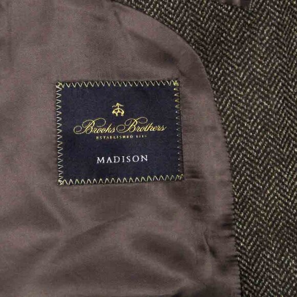 Brooks Brothers Blazer Herringbone Lanificio di Pray Italy Wool Cashmere 46R - Picture 4 of 5